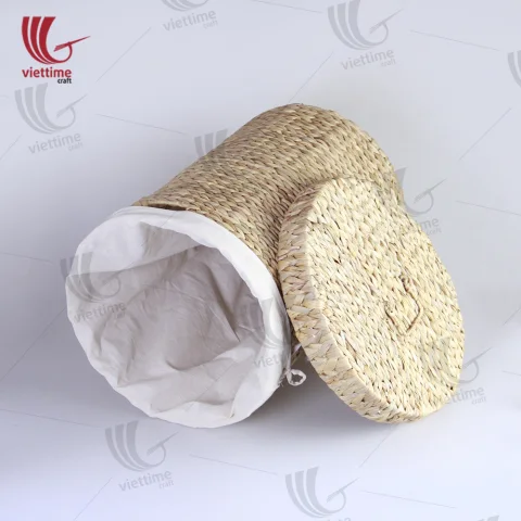 Water Hyacinth Wicker Laundry With Fabric Inside