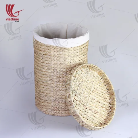 Water Hyacinth Wicker Laundry With Fabric Inside
