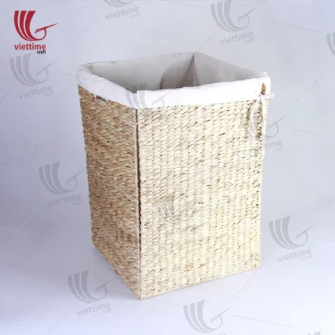 Rattan Export rechteckig Wasserhyazinthe Laundry With Stoff Inside - REX-B00155
