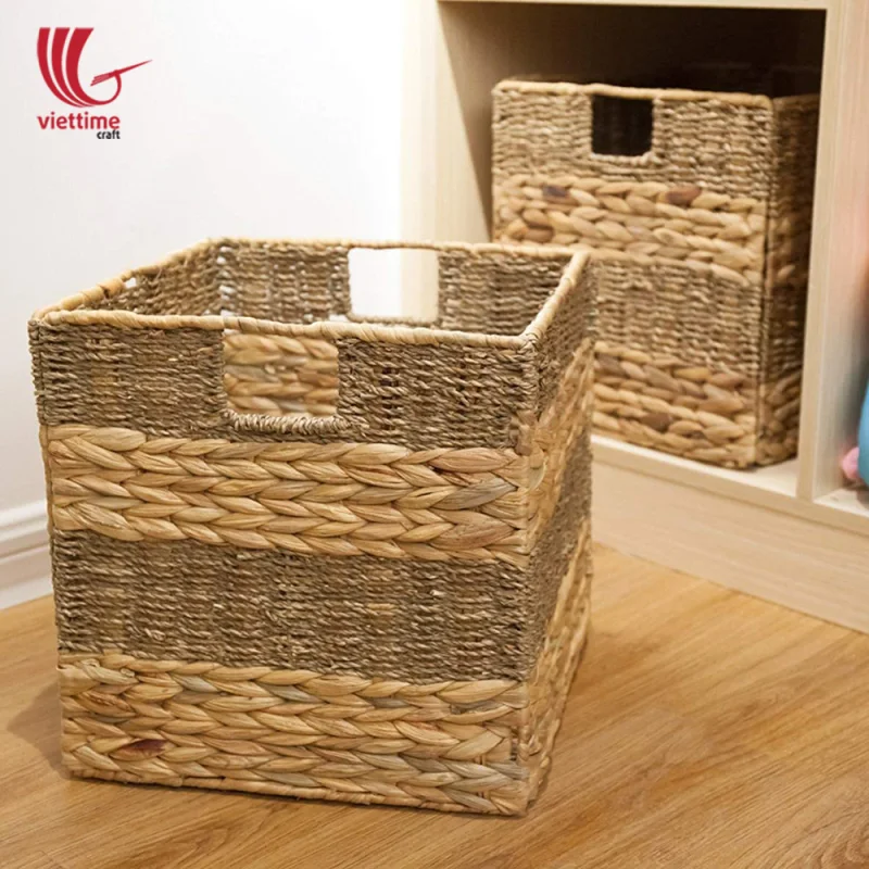 Woven Seagrass & Water Hyacinth Storage Basket