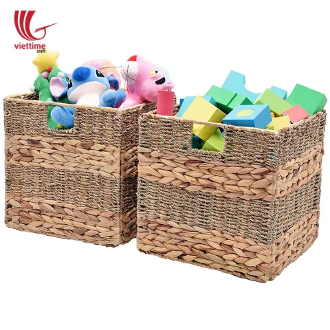 Woven Seagrass & Water Hyacinth Storage Basket