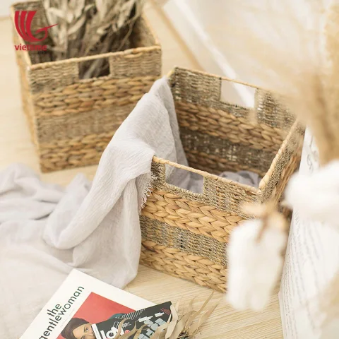 Woven Seagrass & Water Hyacinth Storage Basket