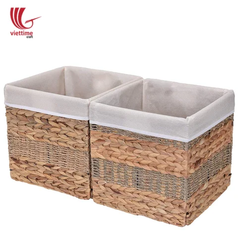 Woven Seagrass & Water Hyacinth Storage Basket