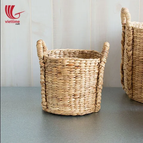 Water Hyacinth Storage Basket With Handle