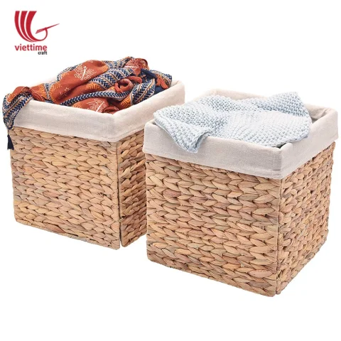 Square Water Hyacinth Storage Basket
