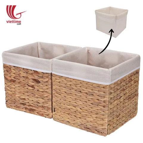 Square Water Hyacinth Storage Basket