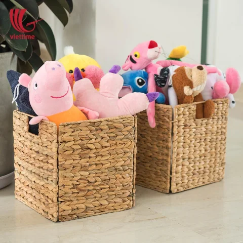 Square Water Hyacinth Storage Basket