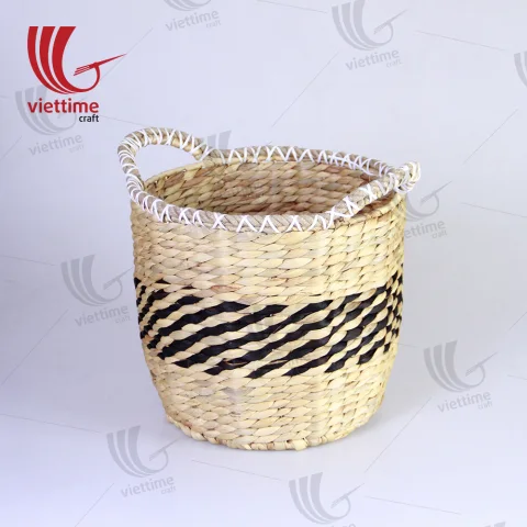 Round Water Hyacinth Laundry Basket