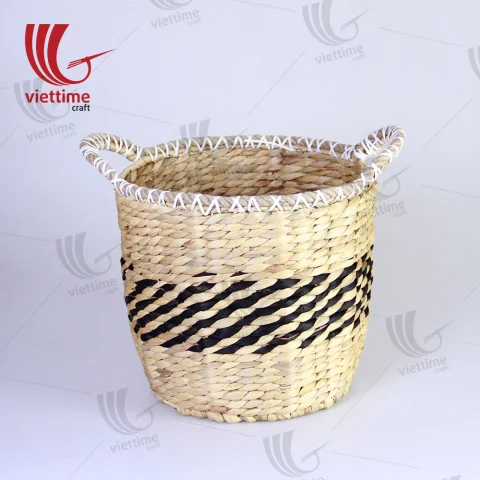 Round Water Hyacinth Laundry Basket