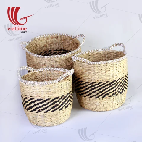 Round Water Hyacinth Laundry Basket