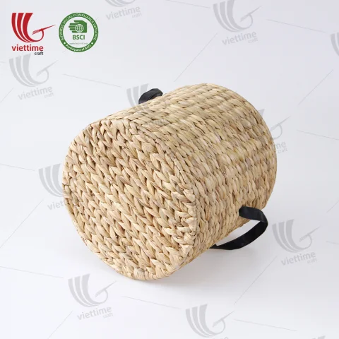 Water Hyacinth Basket With Leather Handle