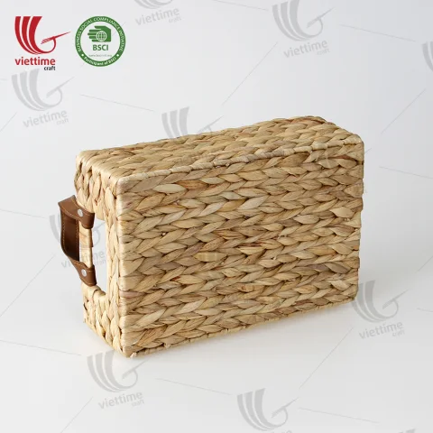 Water Hyacinth Basket With Leather Handle