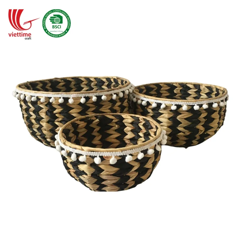 Bowl Shaped Water Hyacinth Basket SET