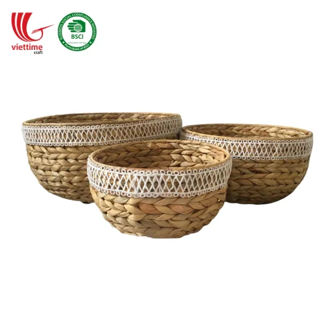 Bowl Shaped Water Hyacinth Basket SET