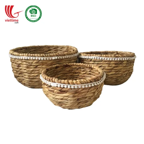 Bowl Shaped Water Hyacinth Basket SET