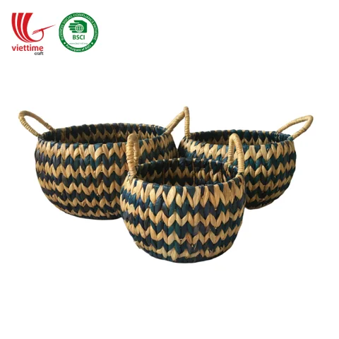 Bowl Shaped Water Hyacinth Basket SET