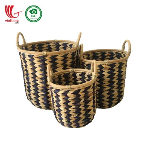 Woven Water Hyacinth Basket SET 3 Wholesale
