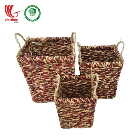 NEW Water Hyacinth Basket SET 3 Wholesale
