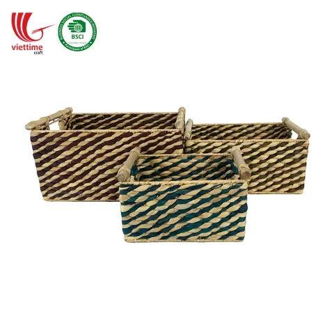 Water Hyacinth Baskets For Storage SET