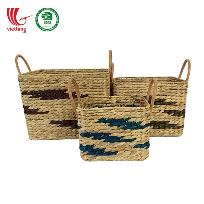 Water Hyacinth Baskets For Storage SET