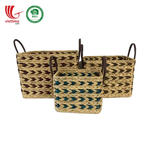Water Hyacinth Baskets For Storage SET