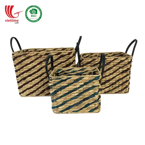 Water Hyacinth Baskets For Storage SET