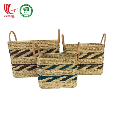 Water Hyacinth Baskets For Storage SET
