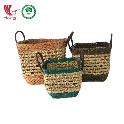 Water Hyacinth Baskets For Storage SET