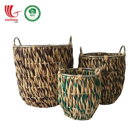 SET Water Hyacinth Baskets For Storage