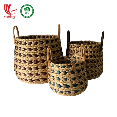 Water Hyacinth Baskets For Storage SET 3