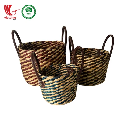 Water Hyacinth Baskets For Storage SET 3