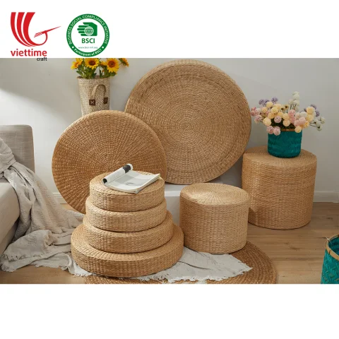 Braided Water Hyacinth Floor Cushion