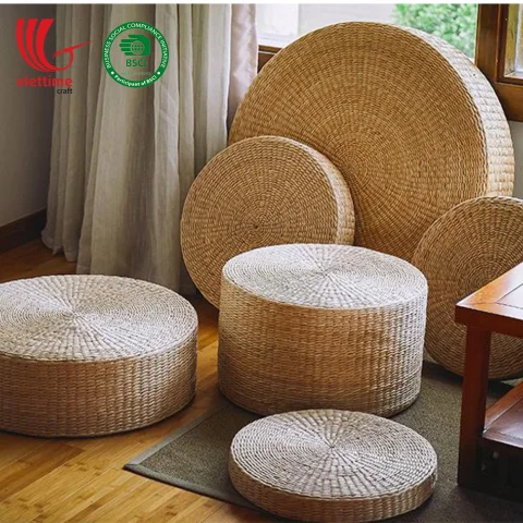 Braided Water Hyacinth Floor Cushion