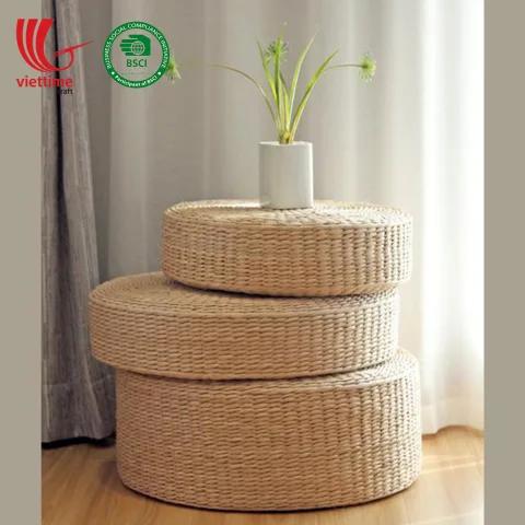 Braided Water Hyacinth Floor Cushion