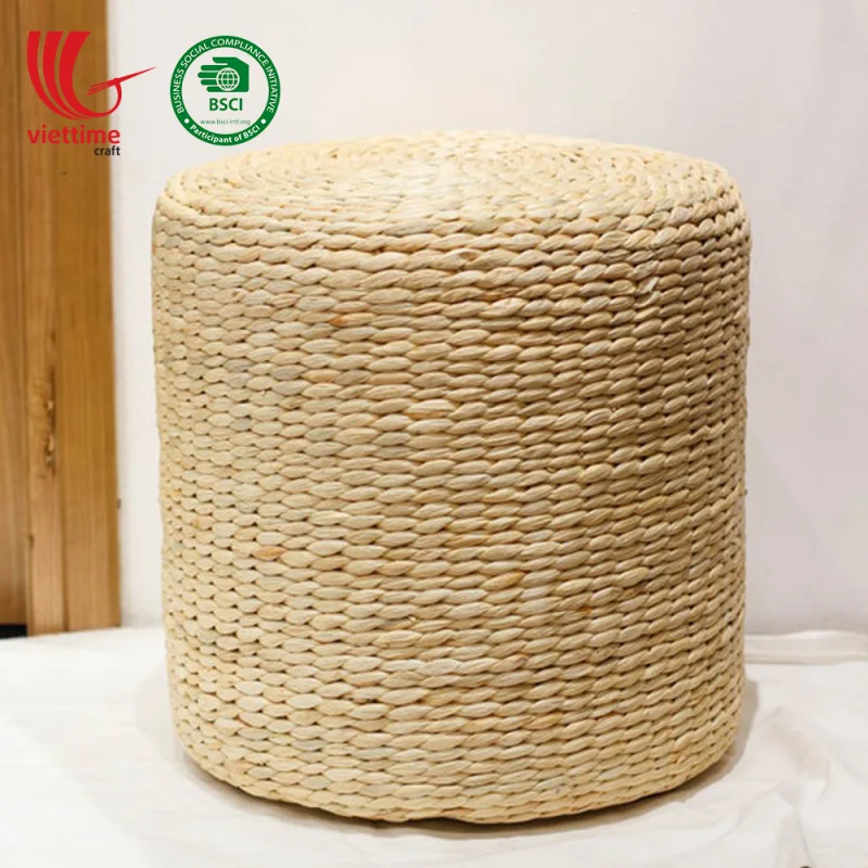 HandWoven Water Hyacinth Round Ottoman