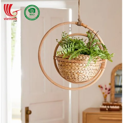 Water Hyacinth Hanging Plant Hanger With Rattan
