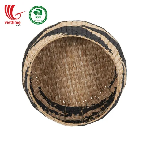 Round Pattern Water Hyacinth Laundry Baskets