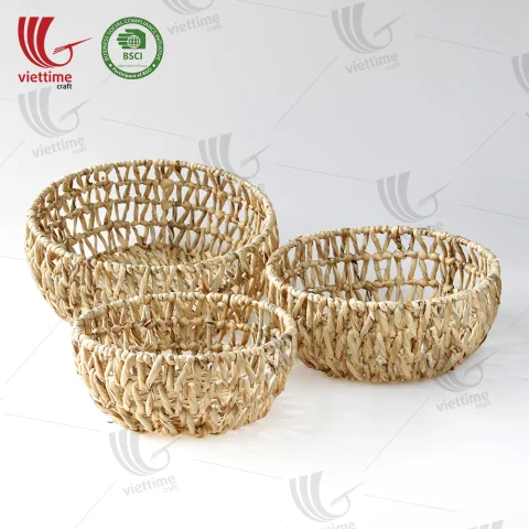 Round Shaped Water Hyacinth Basket SET 3