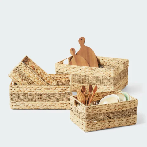 Rectangular Water Hyacinth Mixed Basket