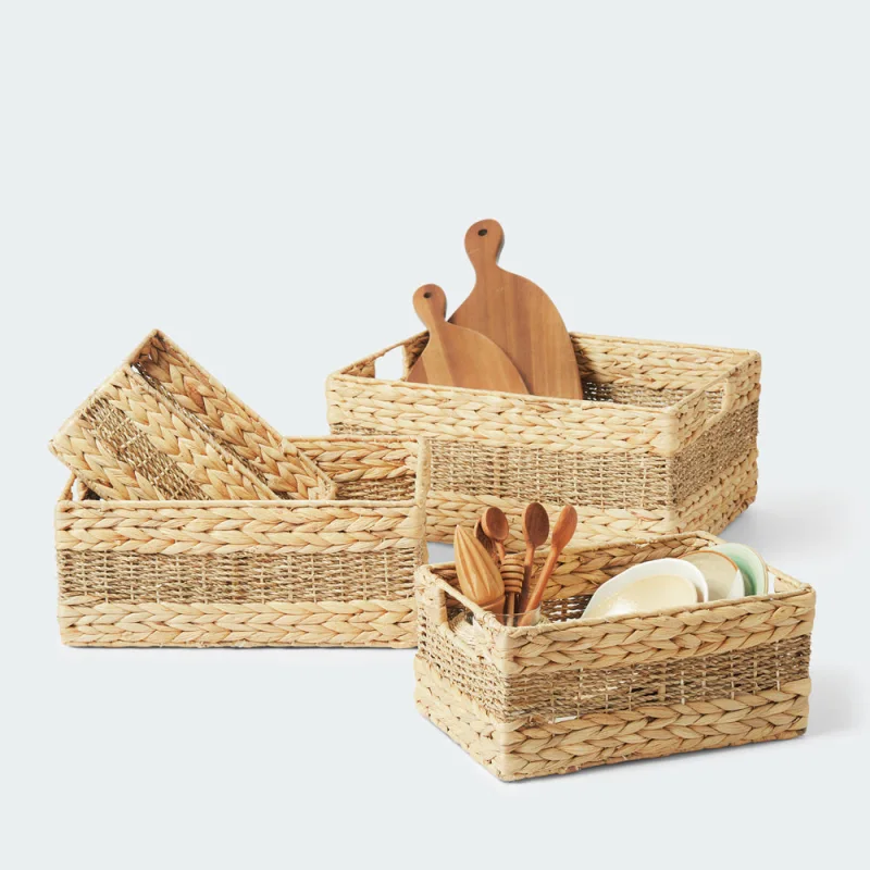 Rectangular Water Hyacinth Mixed Basket