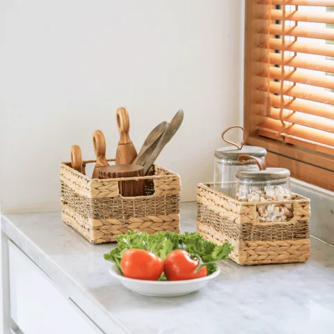 Rectangular Water Hyacinth Mixed Basket