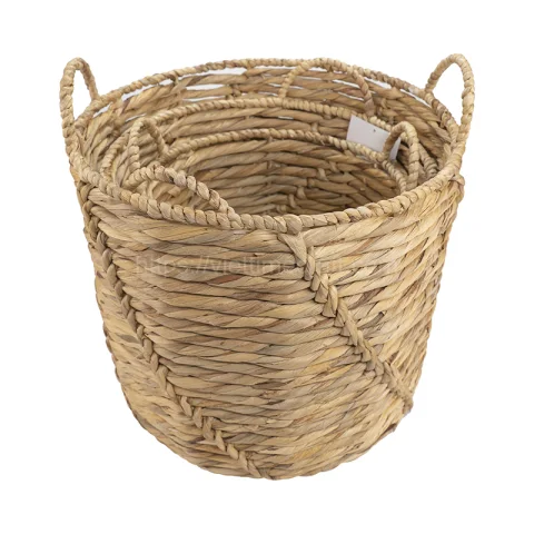 Set Of 3 Water Hyacinth Basket With Handle – B00311
