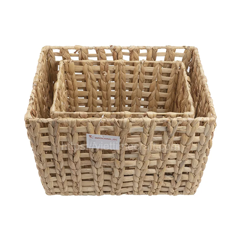 2 Piece Rectangular Water Hyacinth Storage Basket