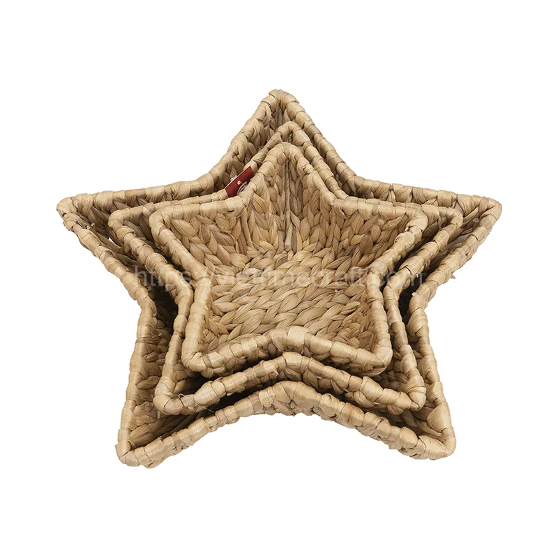 Set of 3 Star Shape Water Hyacinth Tray