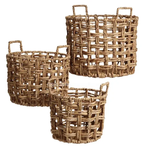 Water Hyacinth Storage Basket With Handle