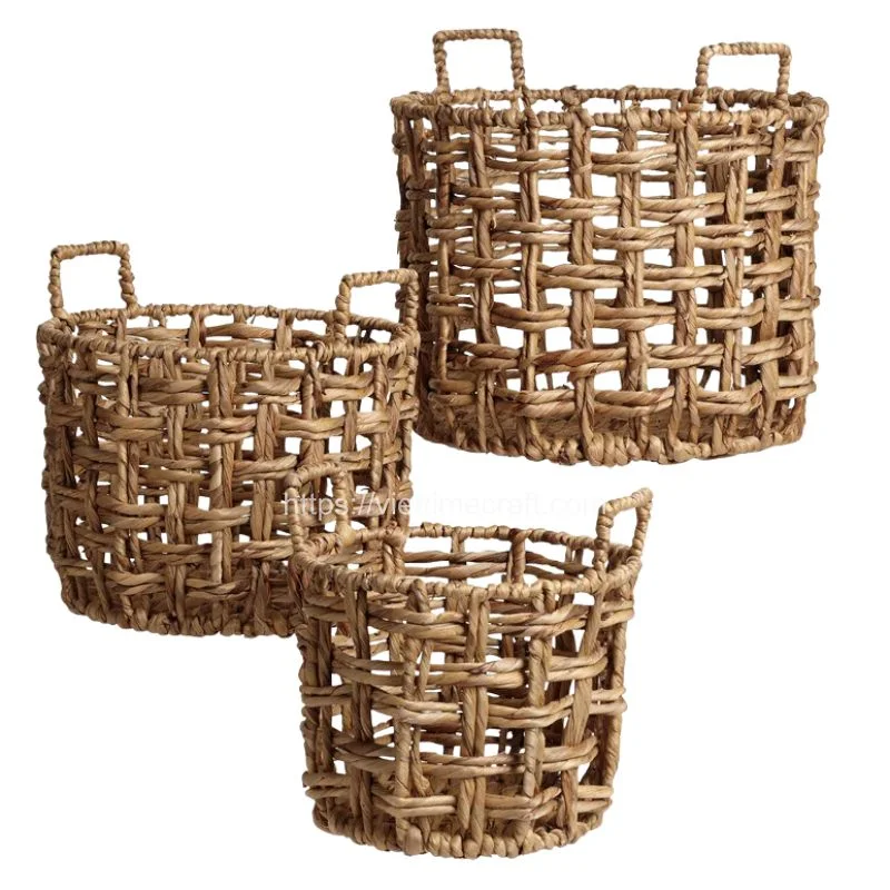 Water Hyacinth Storage Basket With Handle