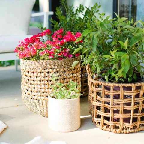 Water Hyacinth Storage Basket With Handle