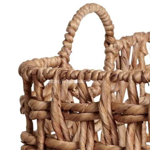 Rectangle Water Hyacinth Storage Basket With Handle