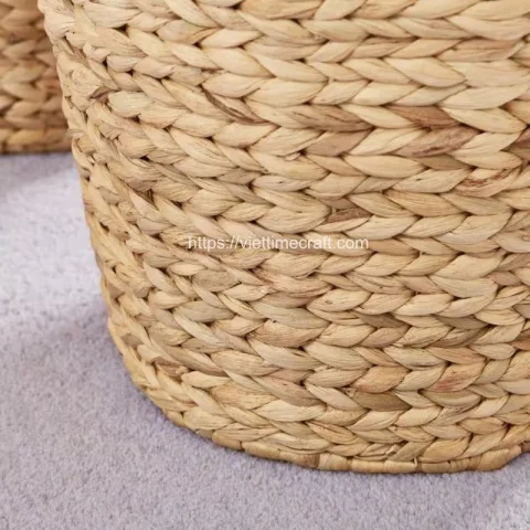 Scalloped Wicker Water hyacinth Storage Basket Vietnam Wholesale