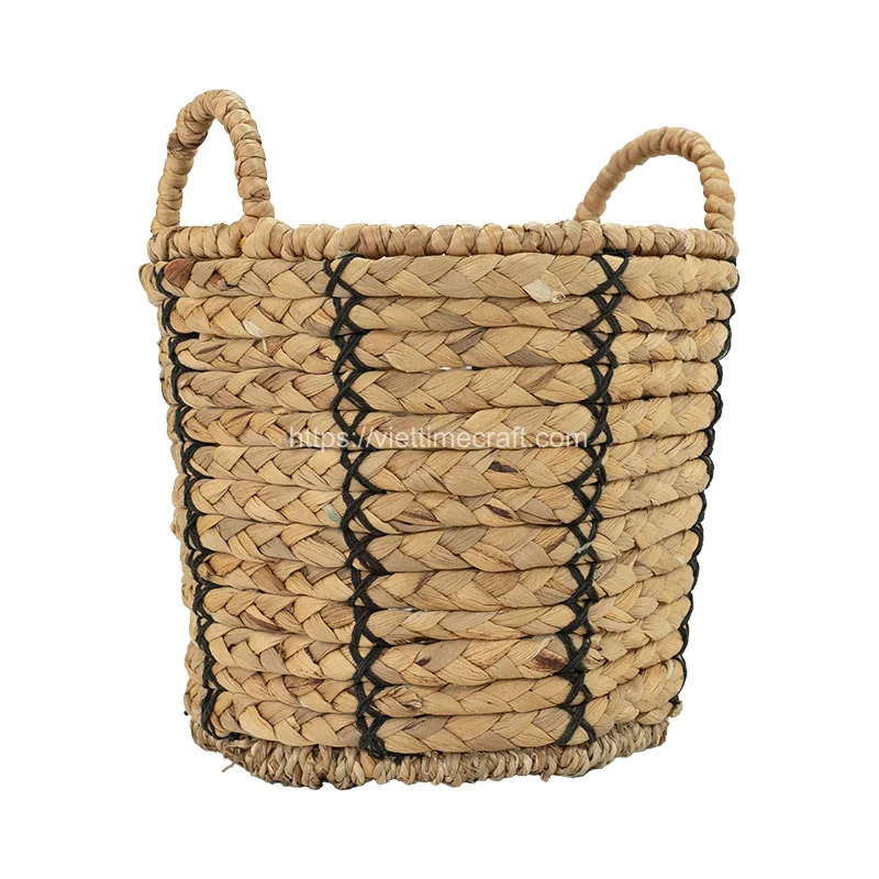 Natural Black Water Hyacinth Storage Basket